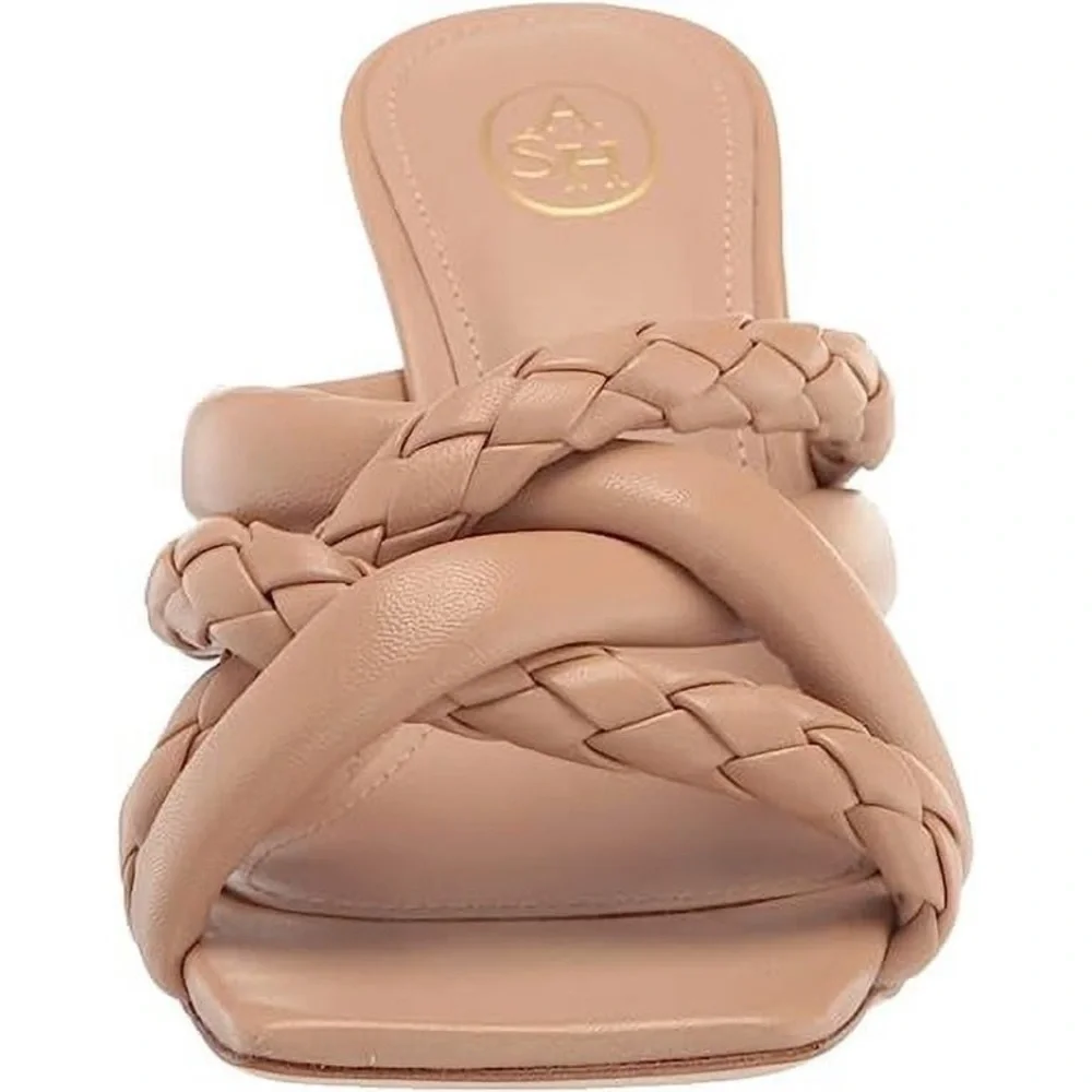 ASH Mina Bis Braided Square Toe Sandals in Skin